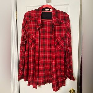 Westbound red plaid button up shirt